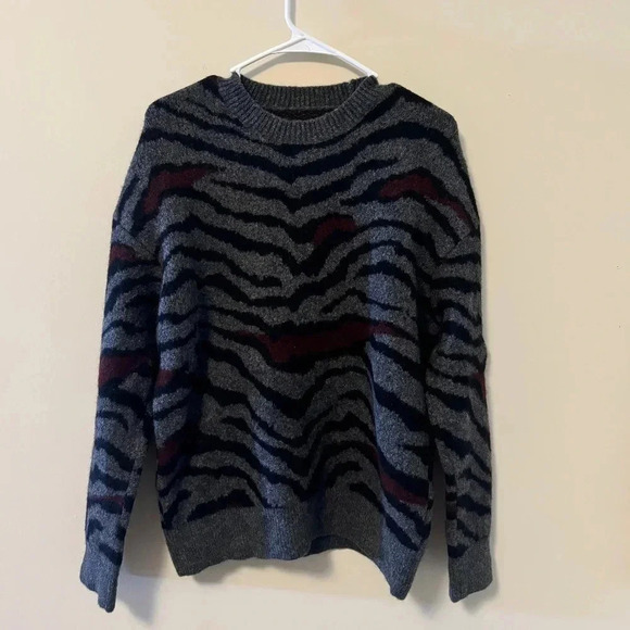 NWOT All Saints Tora Tiger Stripe Wool/Yak blend Crew - SIZE XS - Picture 3 of 8